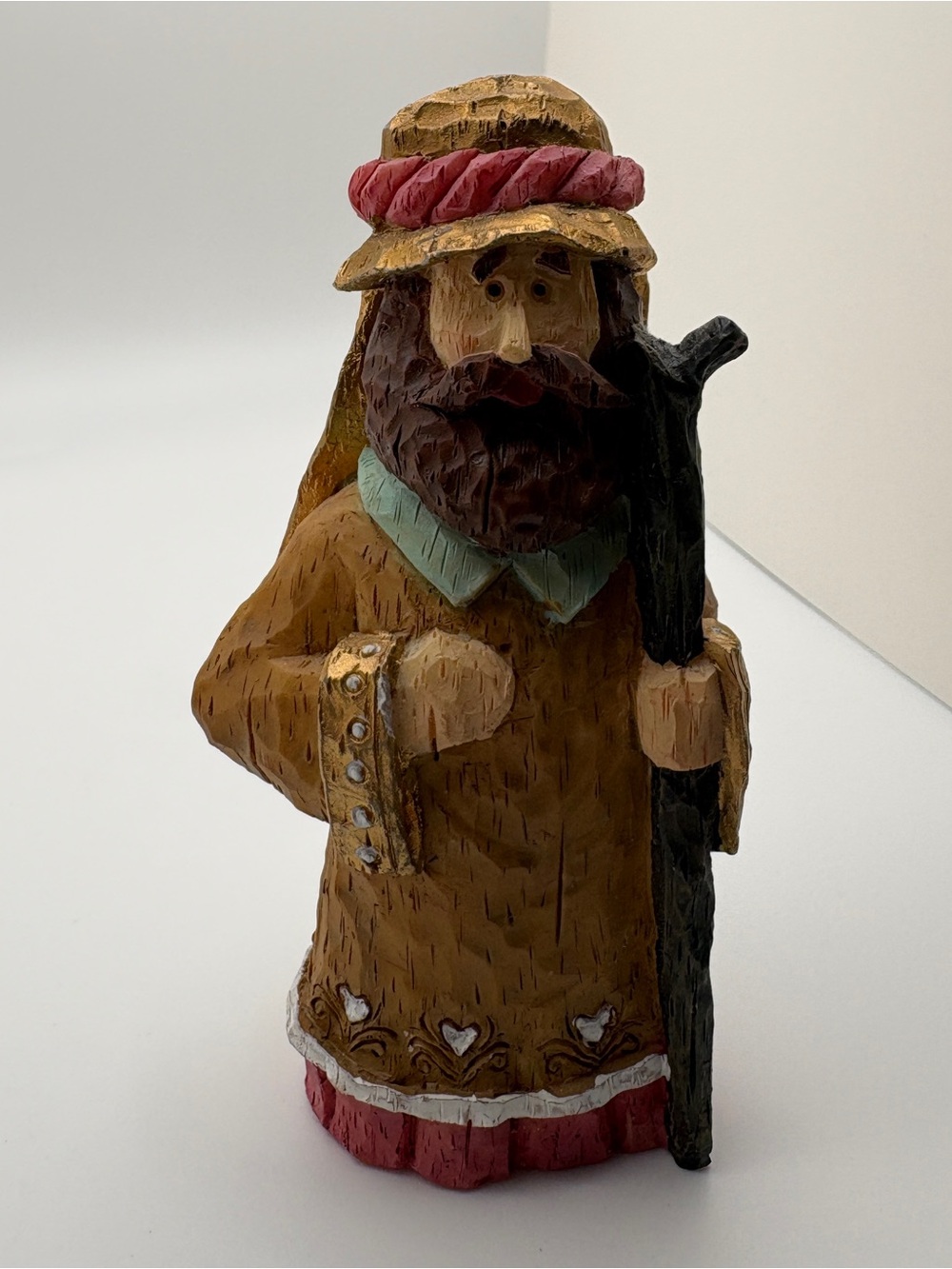 Vtg Joseph Wooden Carved Look Resin Nativity Figure Christmas
